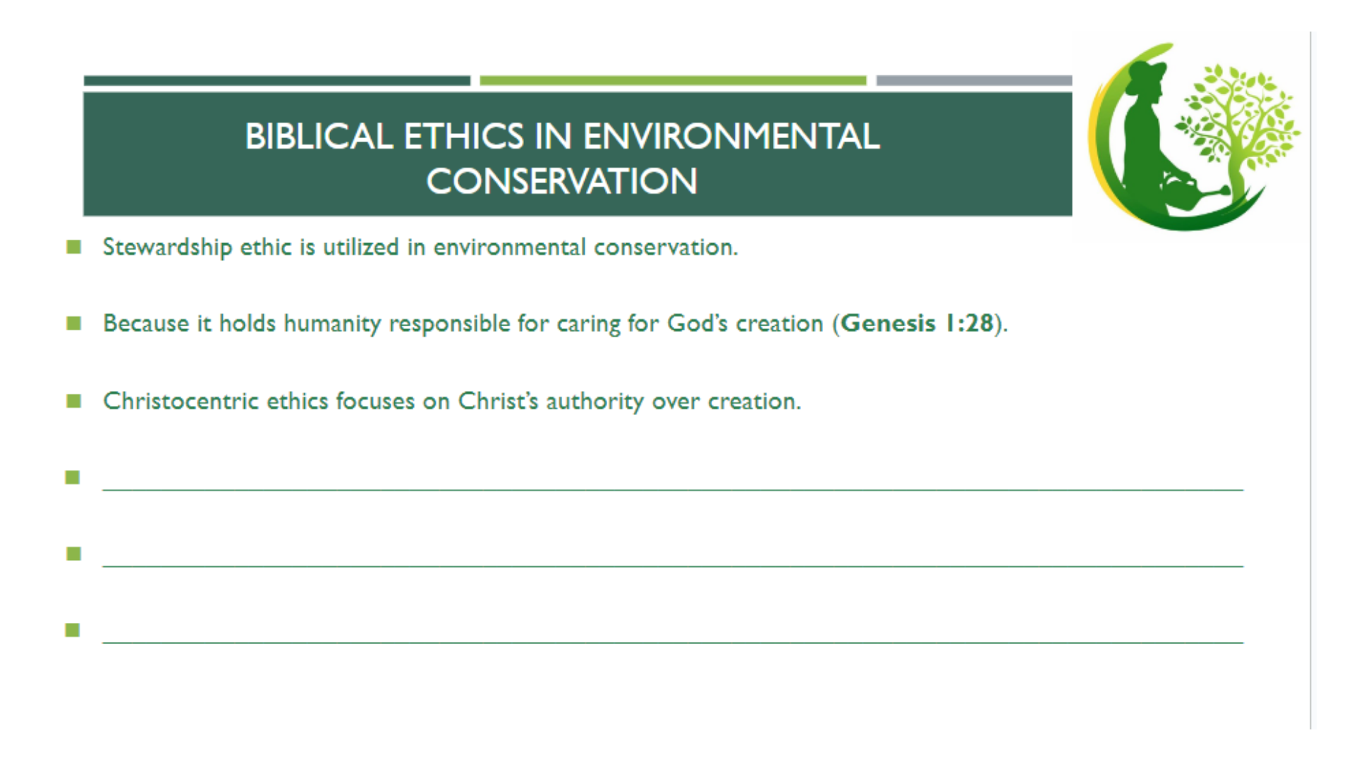 INT102 Slide 2 Biblical Ethics in Environmental Conservation
