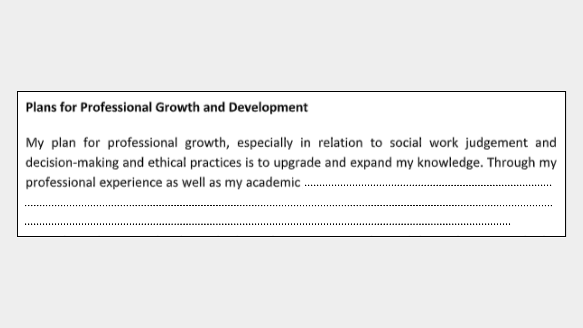 Plans For Professional Growth And Development