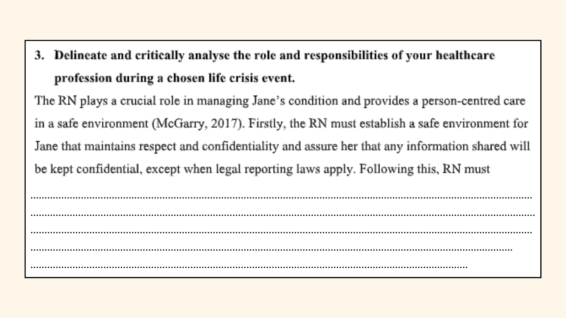 Question 3 of life crisis case study assignment.