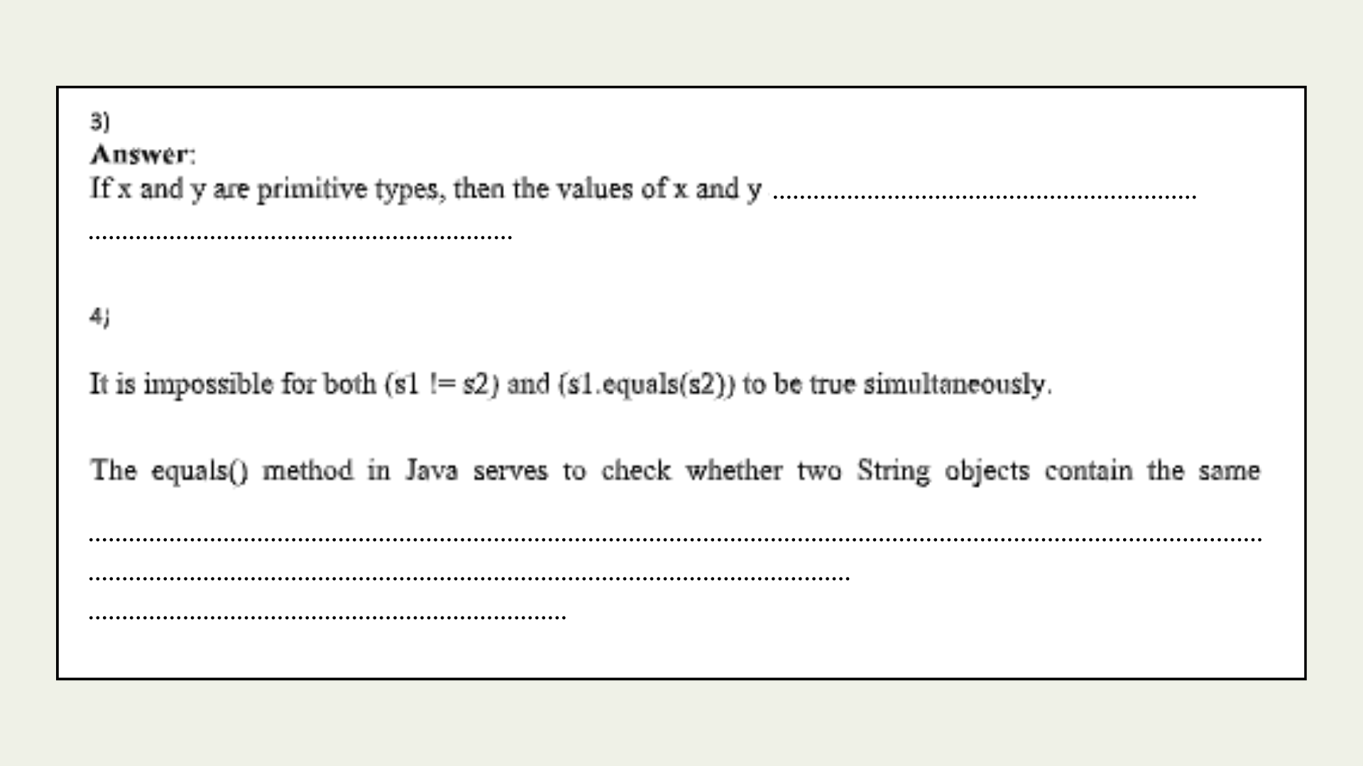 Answer to question 3 and 4.