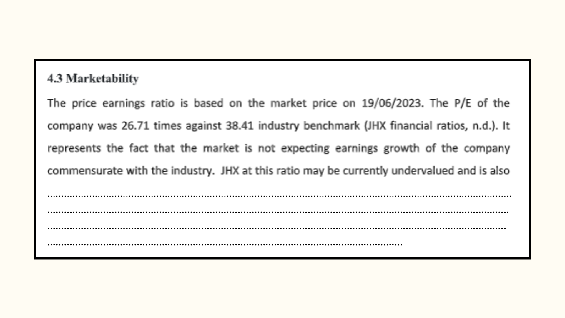 Marketability of the assignment.