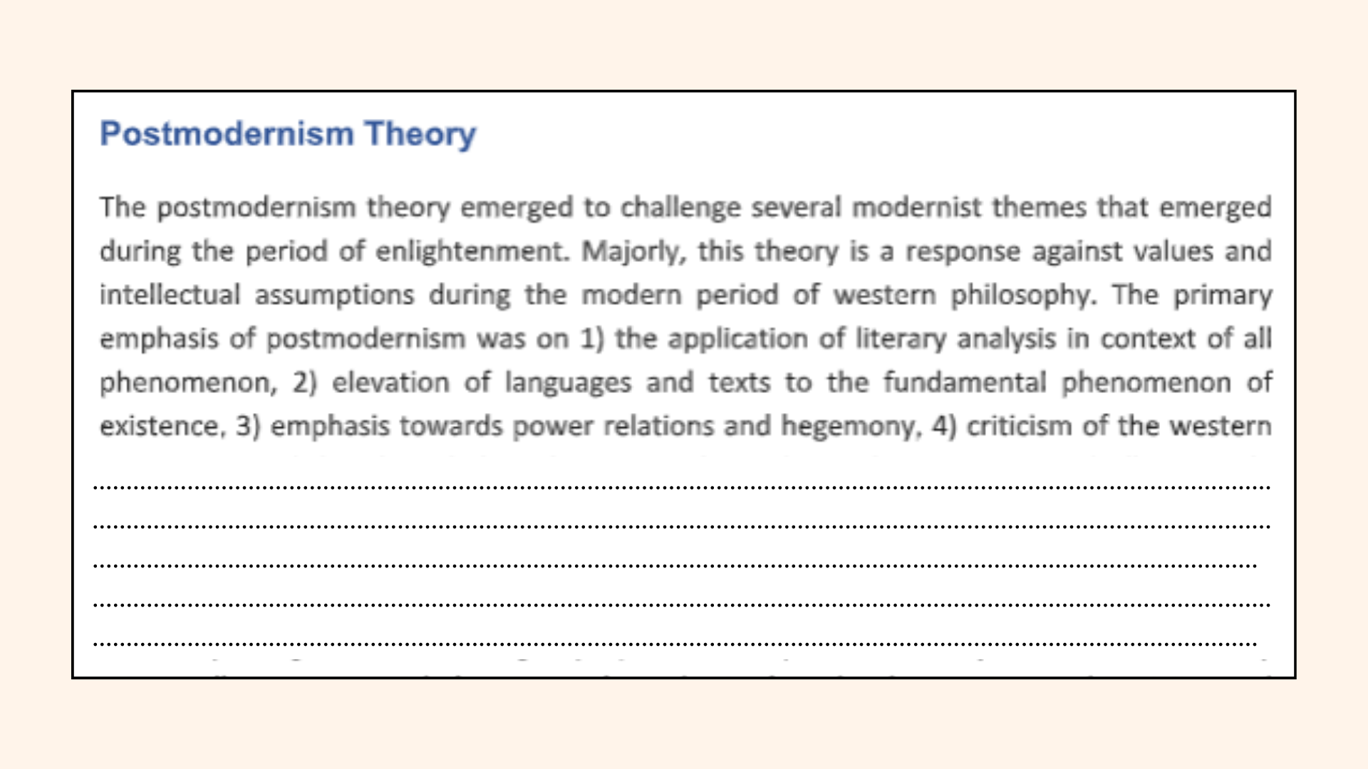 Postmodernism theory of the social work essay assignment help.