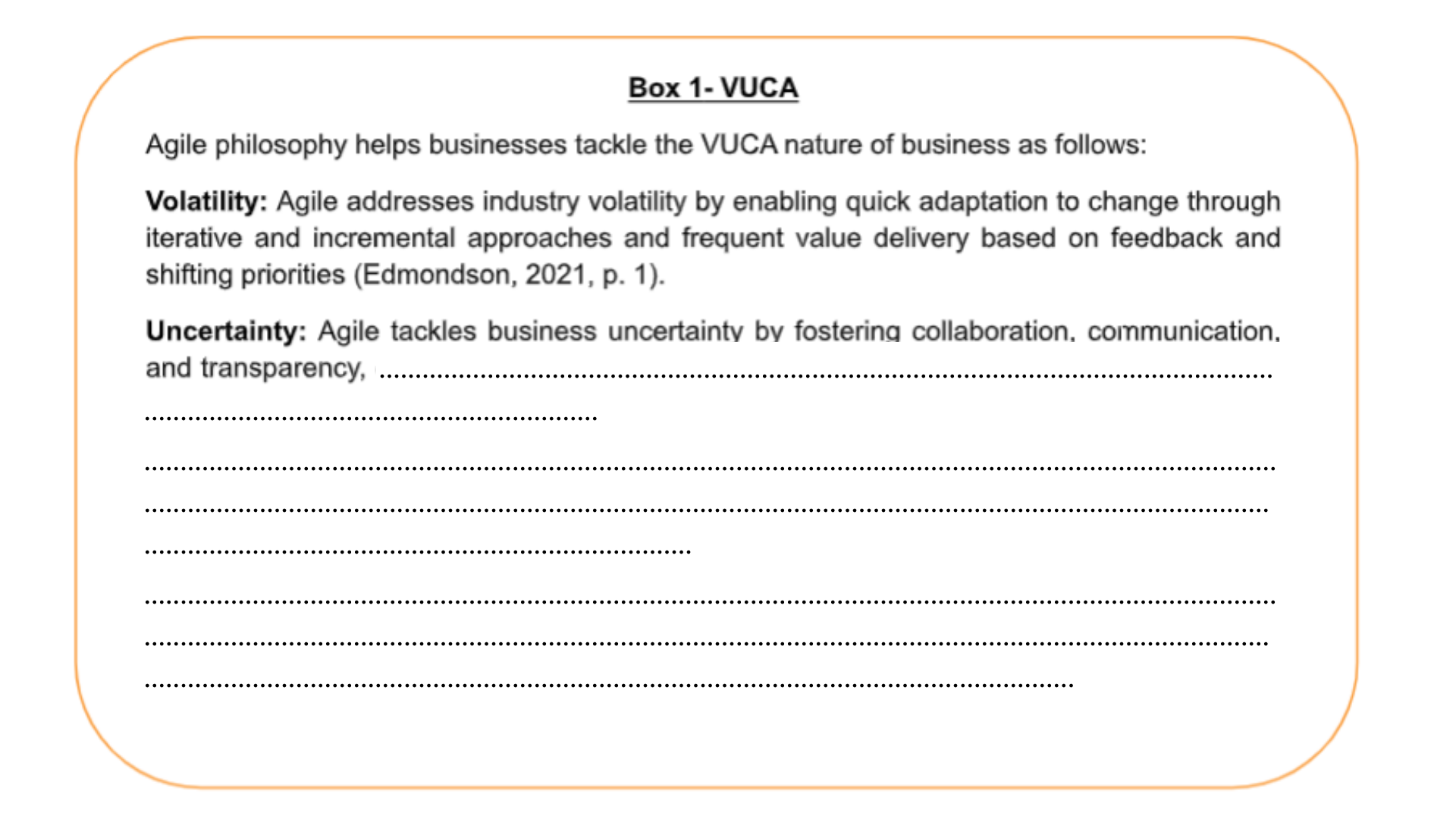 Box 1 - VUCA