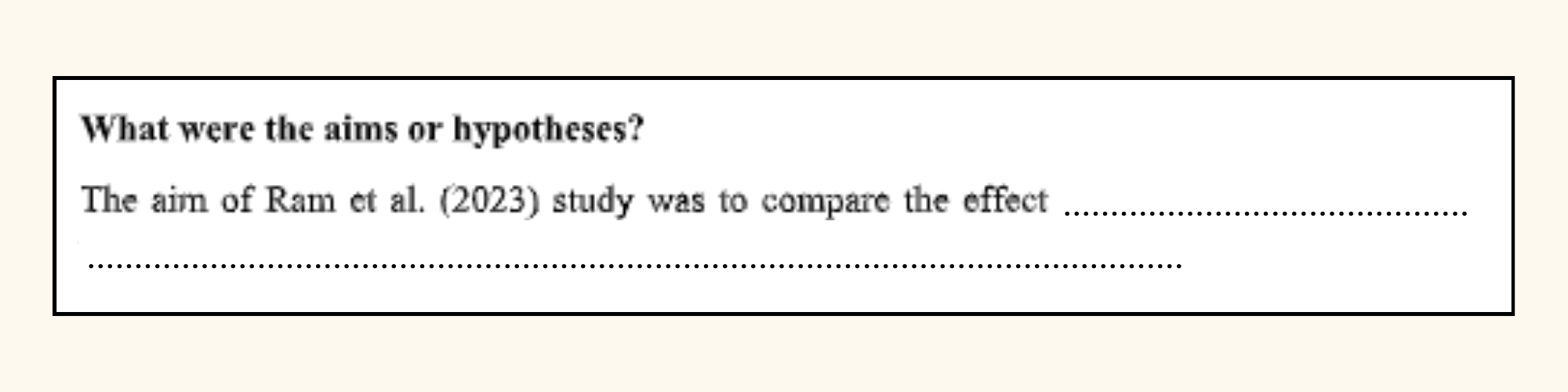 What were the aims or hypotheses?