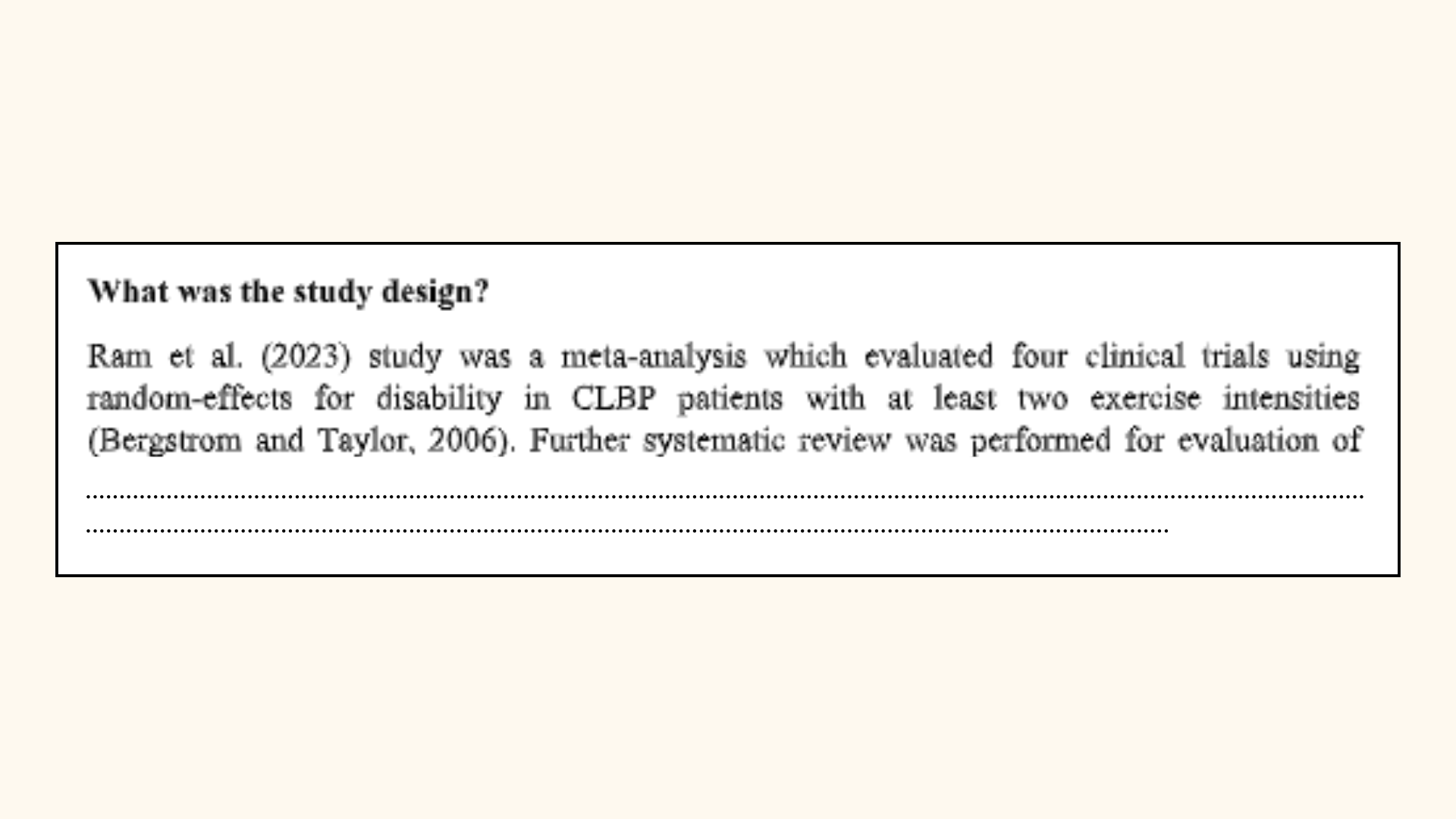 What was the study design?