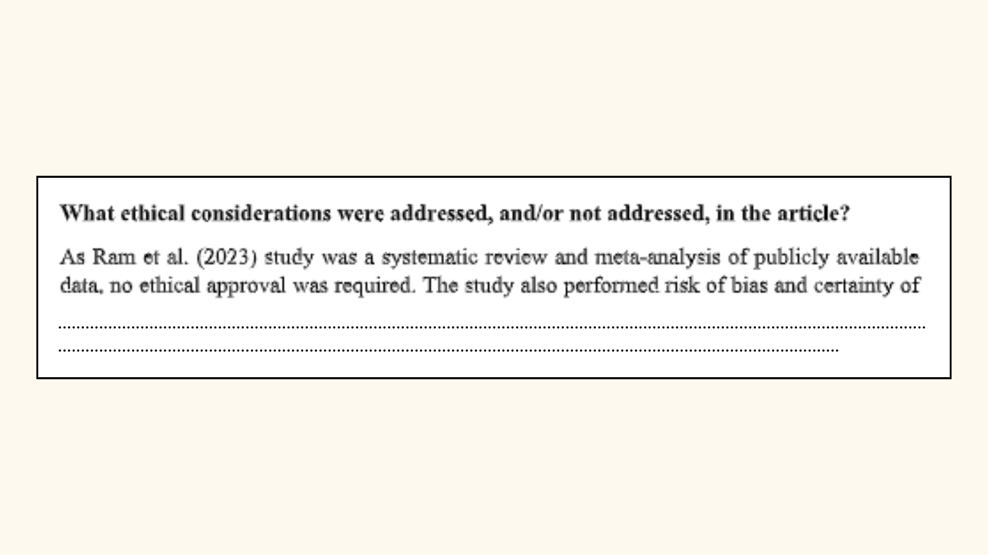 What ethical considerations were addressed, and/or not addressed, in the article?