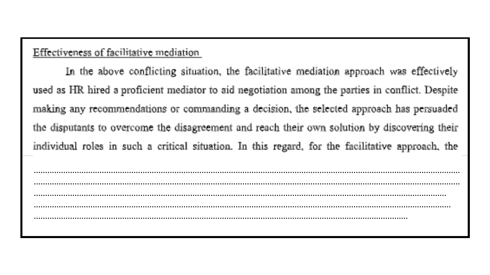 Effectiveness of facilitative meditation