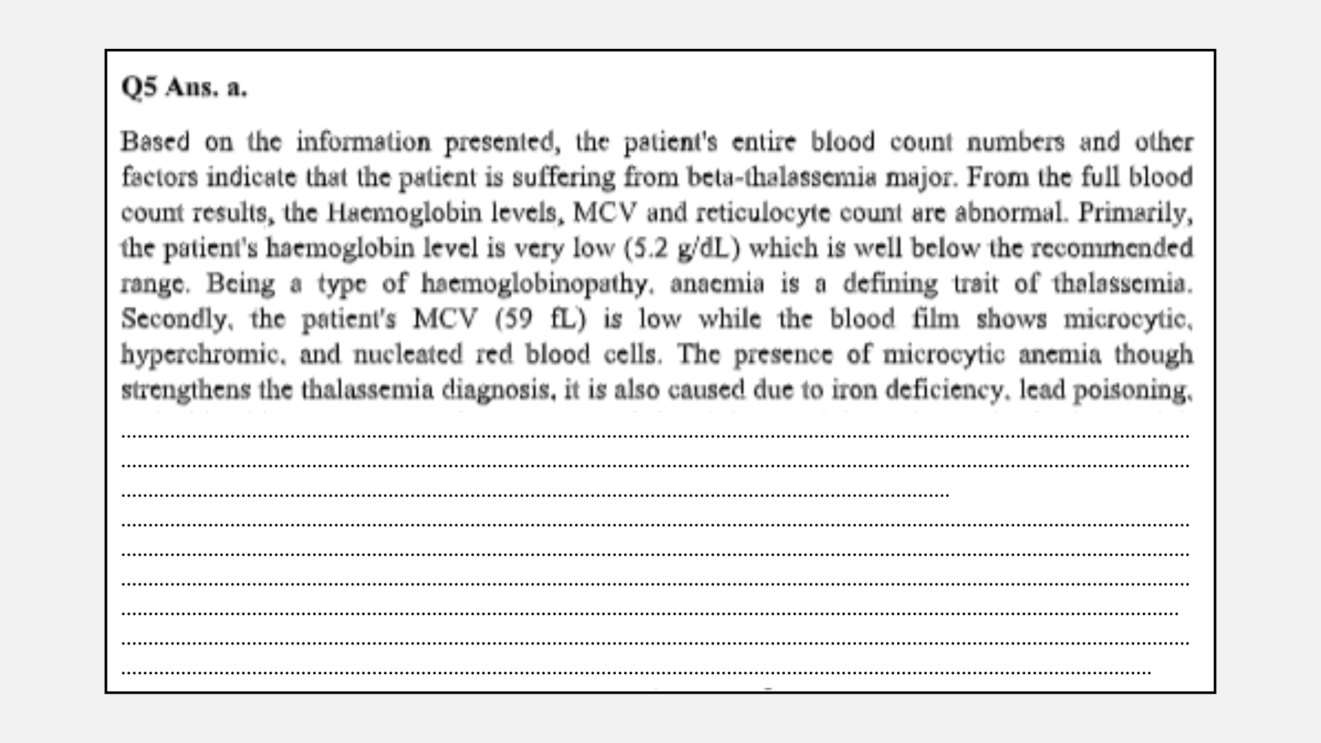 Question 5 Answer A