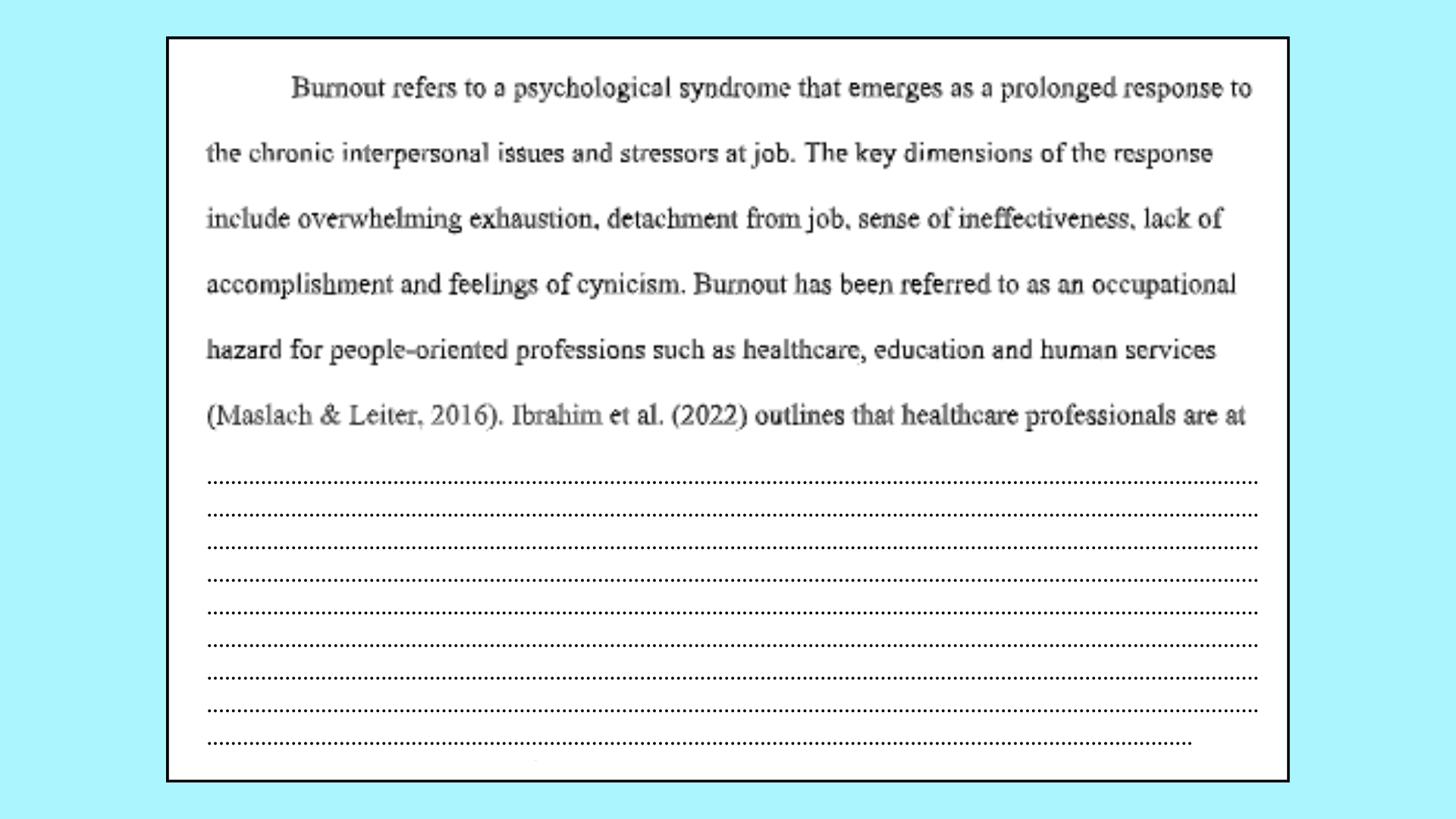 Burnout in general population.