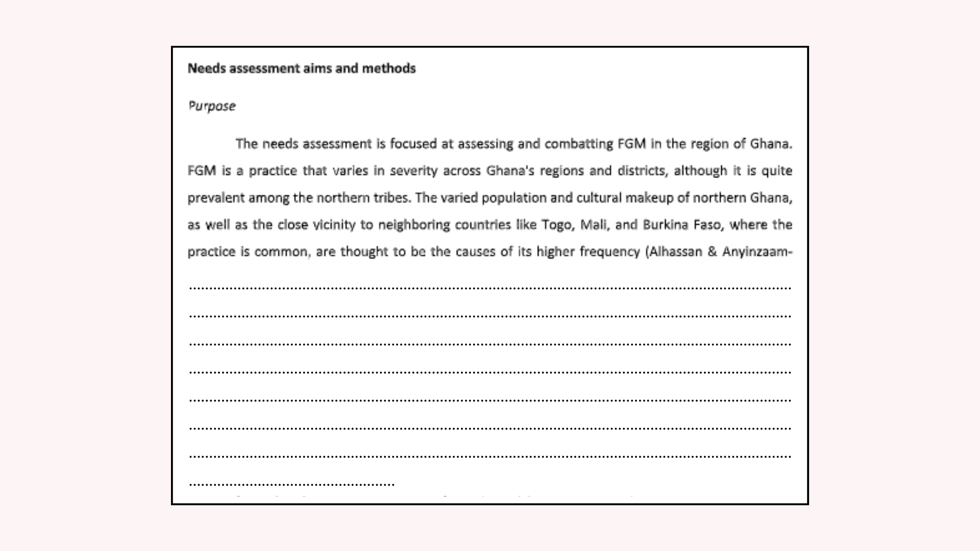 Needs Assessment Aims And Methods