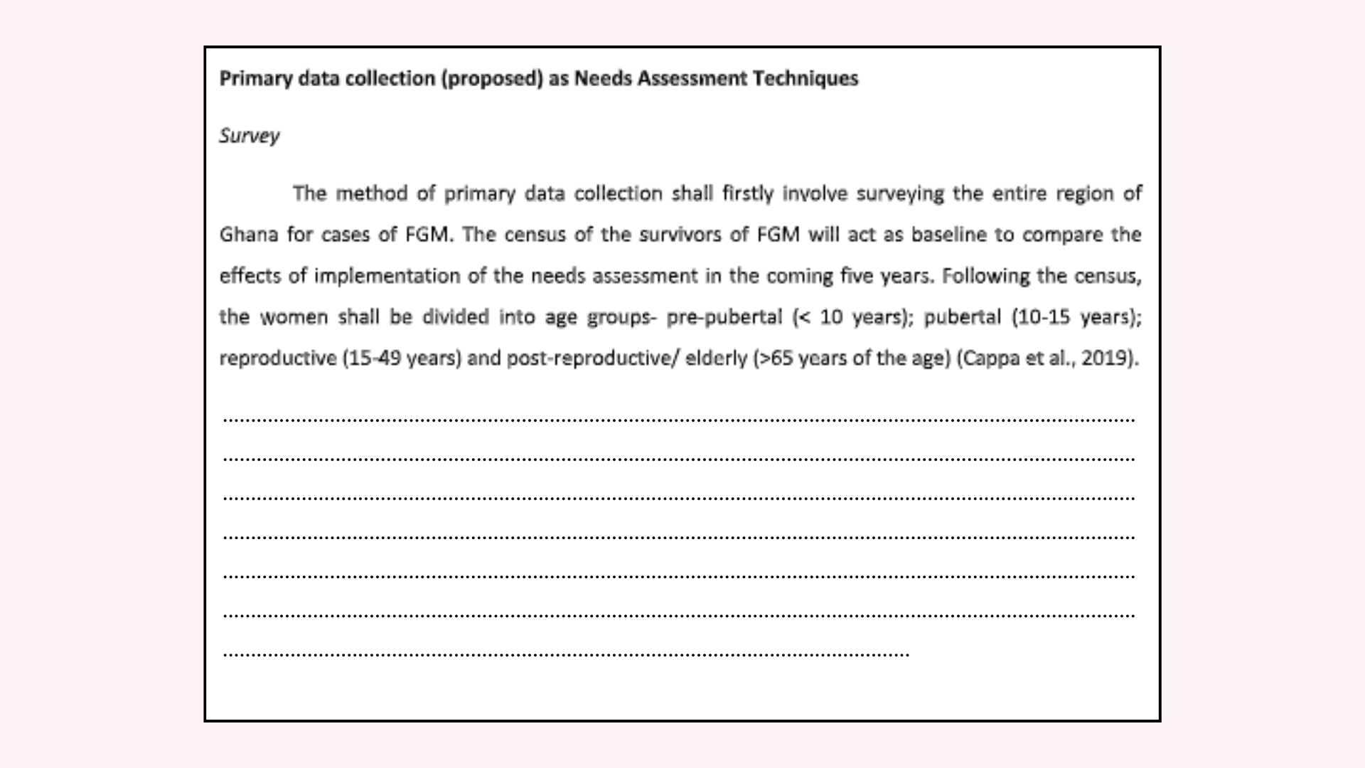 Primary Data Collection (Proposed) As Needs Assessment Techniques