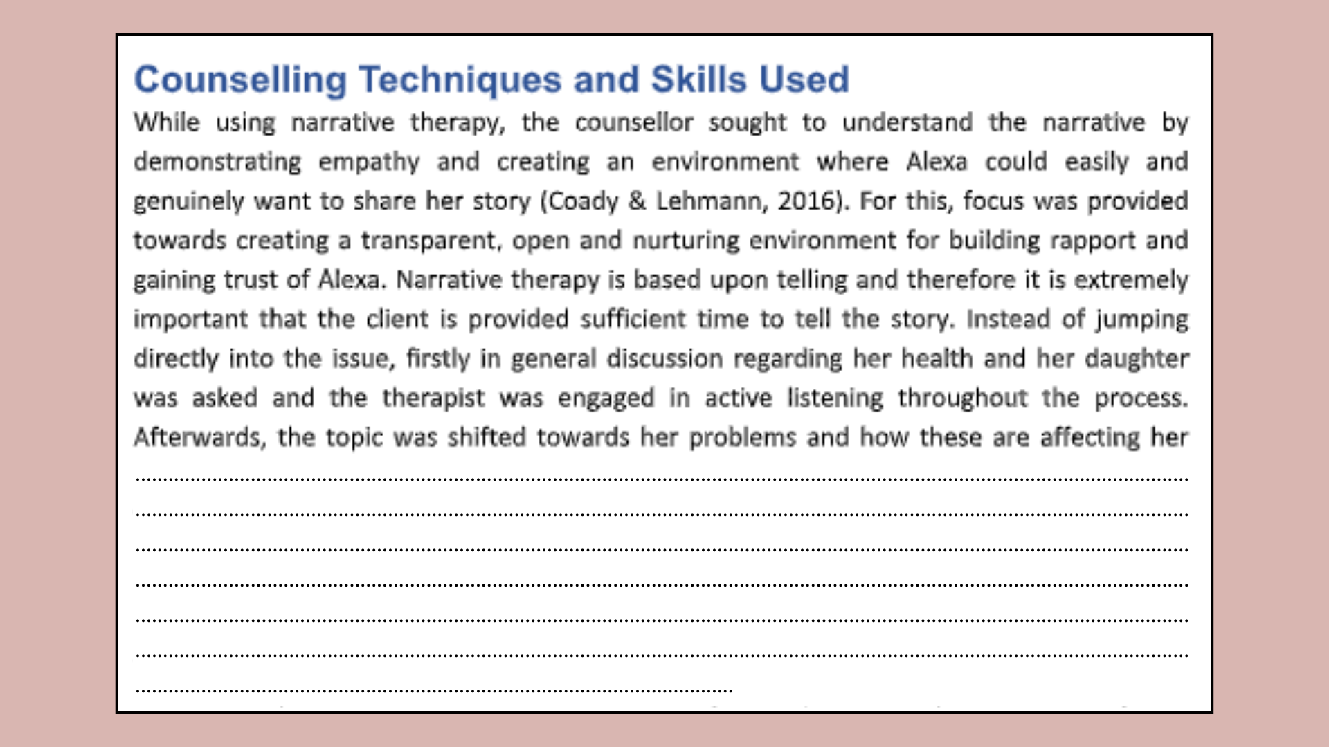 Counselling Techniques And Skills Used