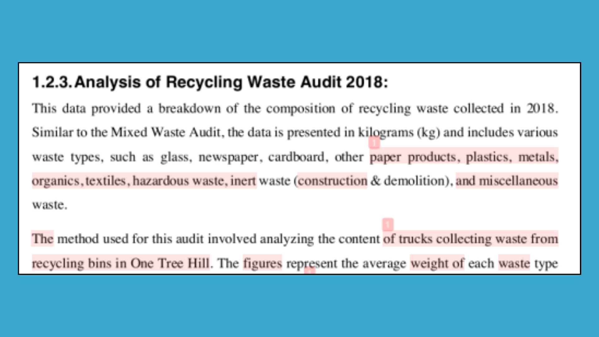 Analysis of recycling waste audit 2018