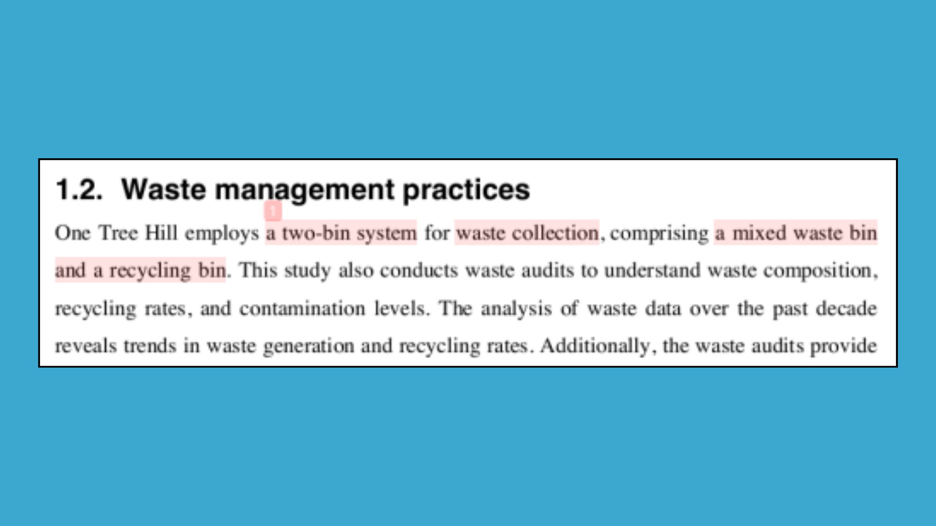 1.2 Waste management practices