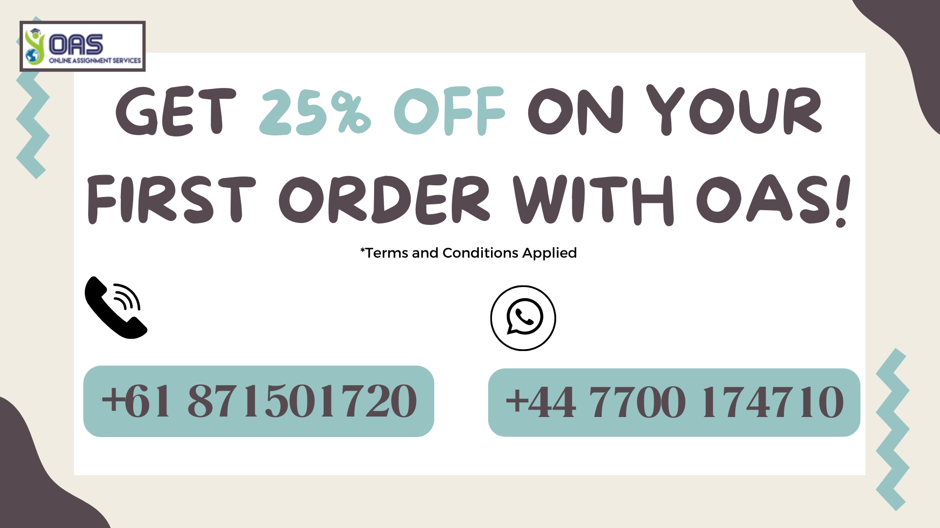 Order assignment help with OAS at 25% off!