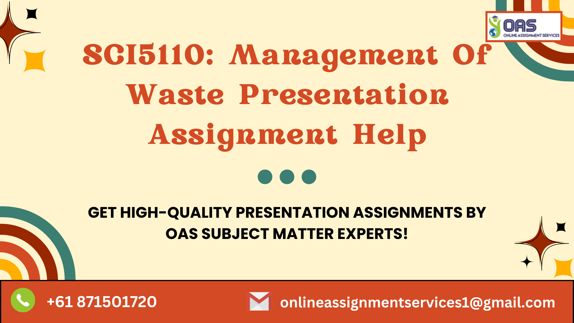 Buy SCI5110 Management Of Waste Presentation Assignment Help in Australia with OAS.