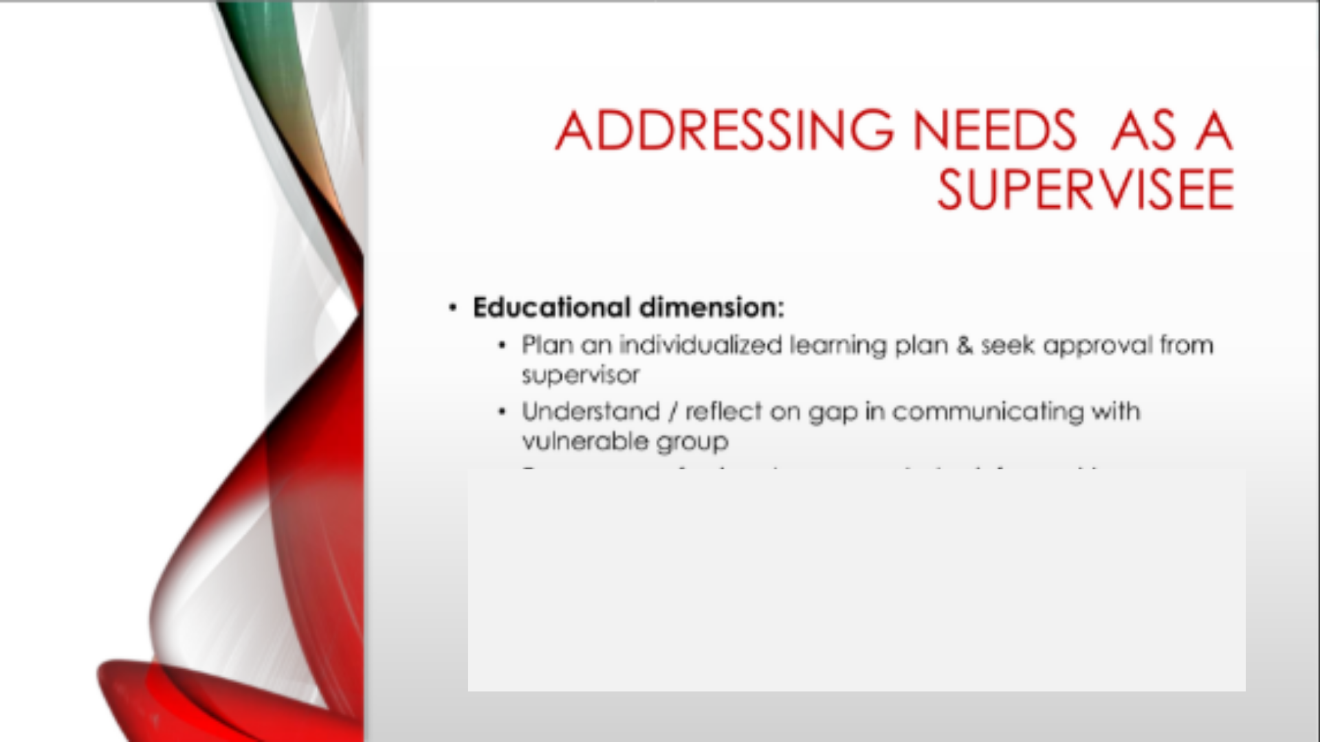 COU303 Slide 19 Addressing Needs as a Supervisee