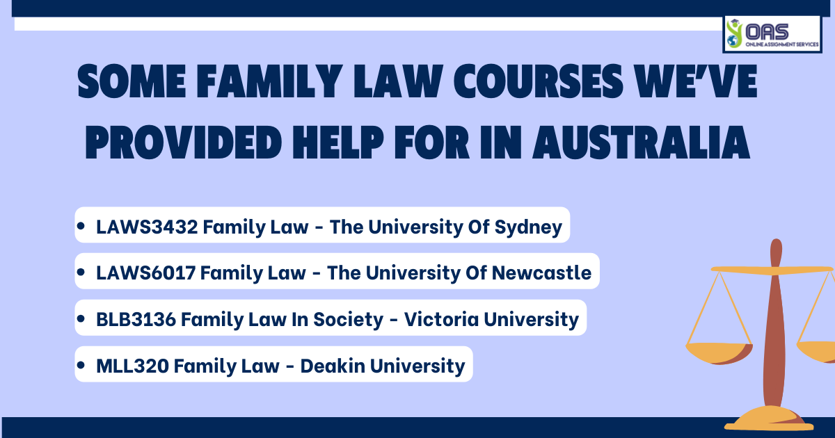 Family law courses we've provided help for.