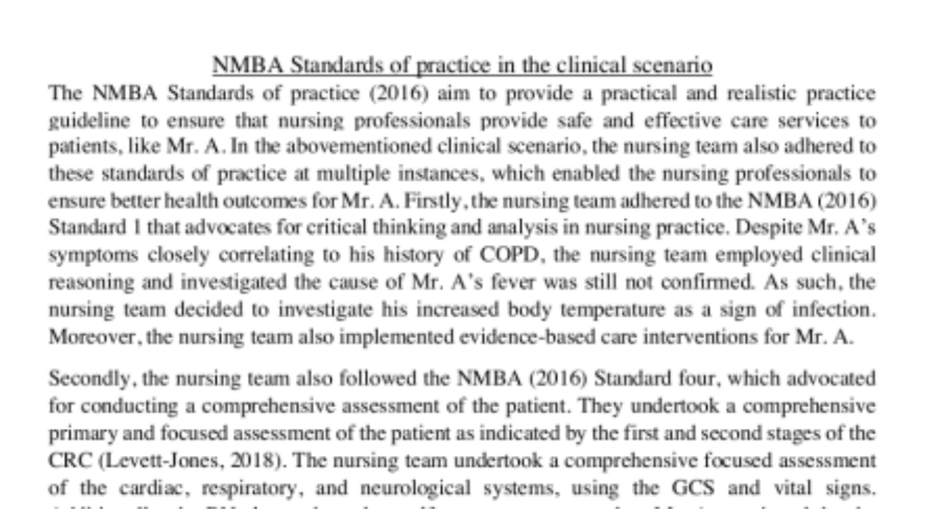 3807NRS NMBA Standards of Practice in the Clinical Scenario