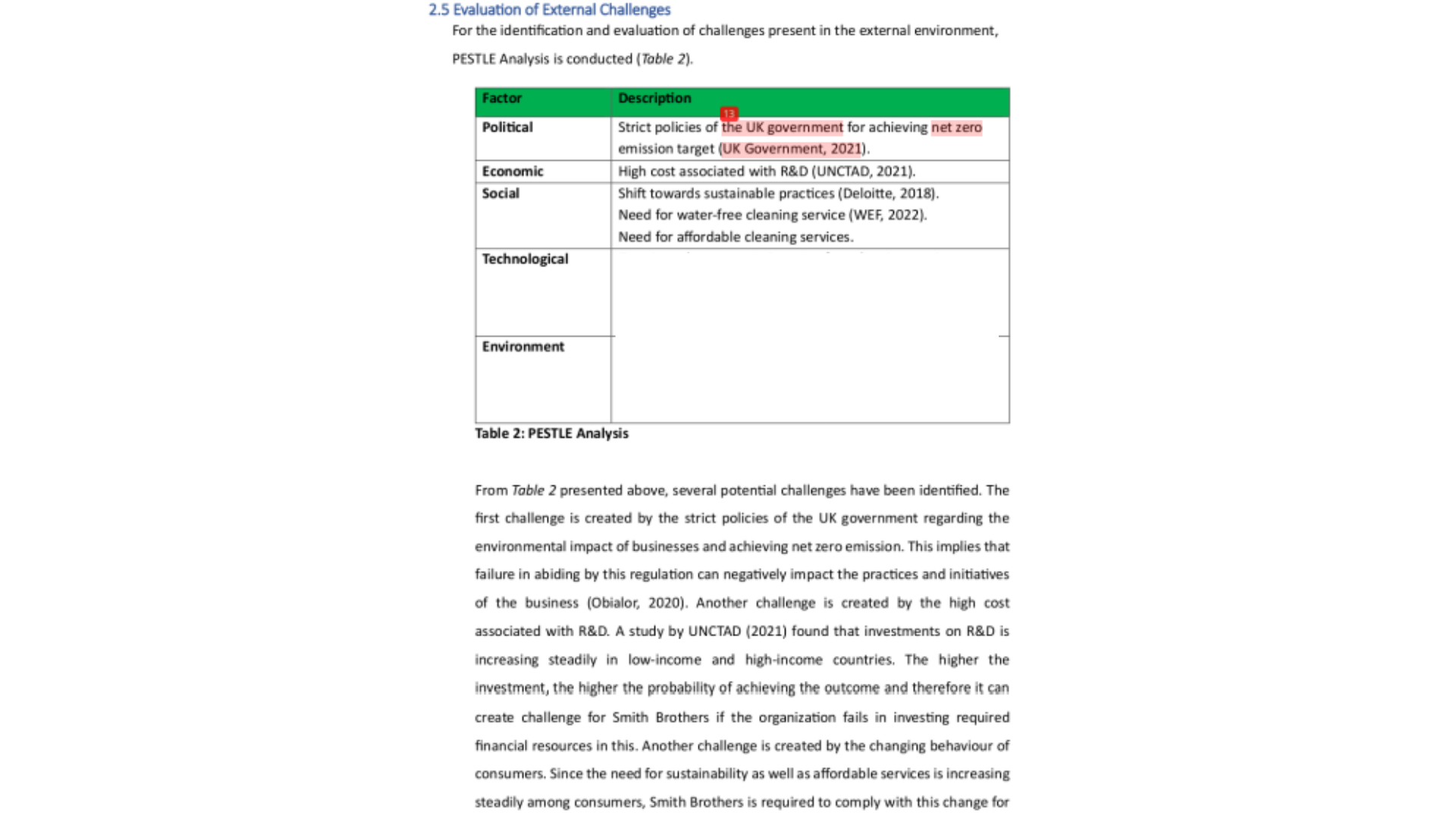 BU7030 Evaluation of External Challenges