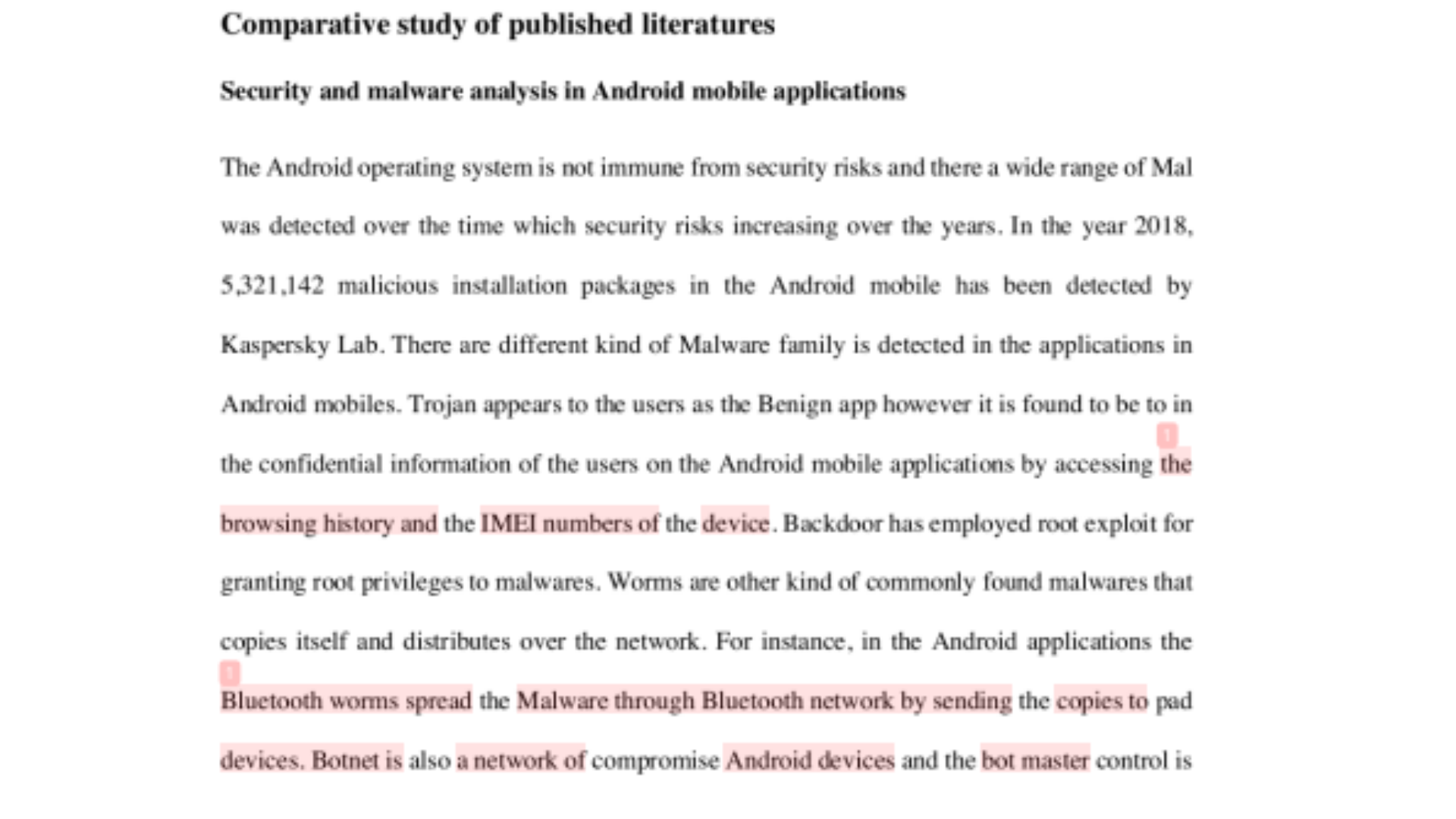 CIS5206 Security and Malware Analysis in Android mobile applications