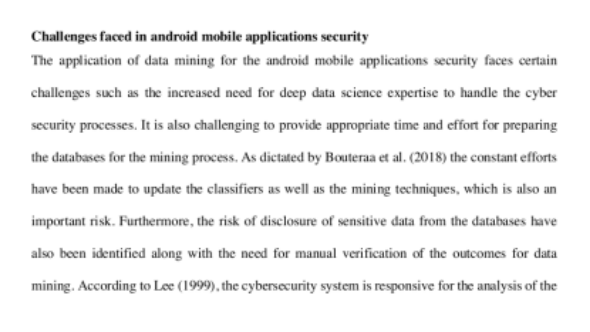 CIS5206 challenges faced in android mobile applications security