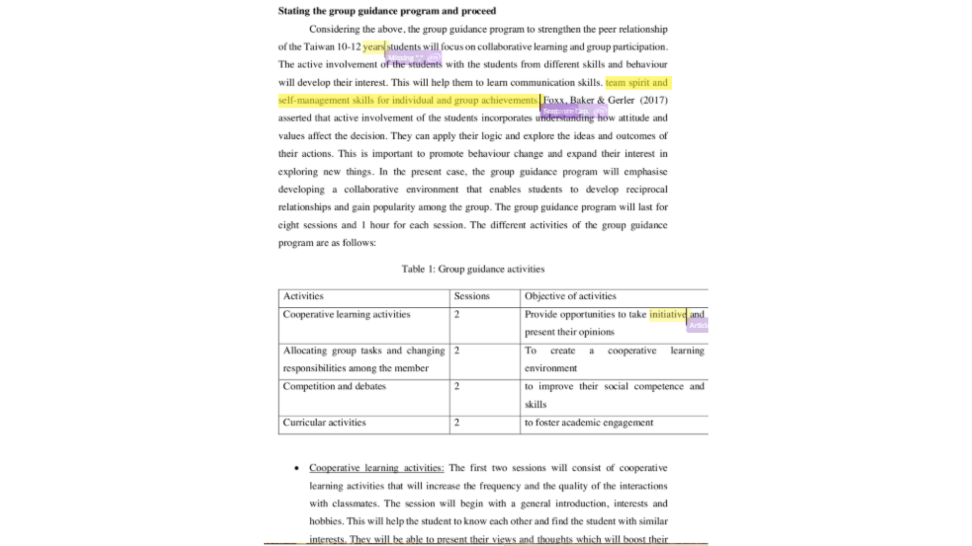 EDUC7010 Stating the group guidance program and proceed