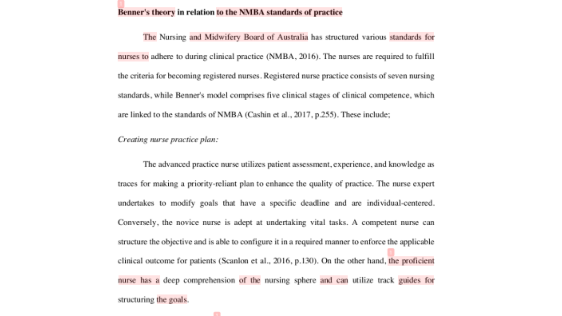 GCNNK1 Benner’s theory in relation to the NMBA standards of practice