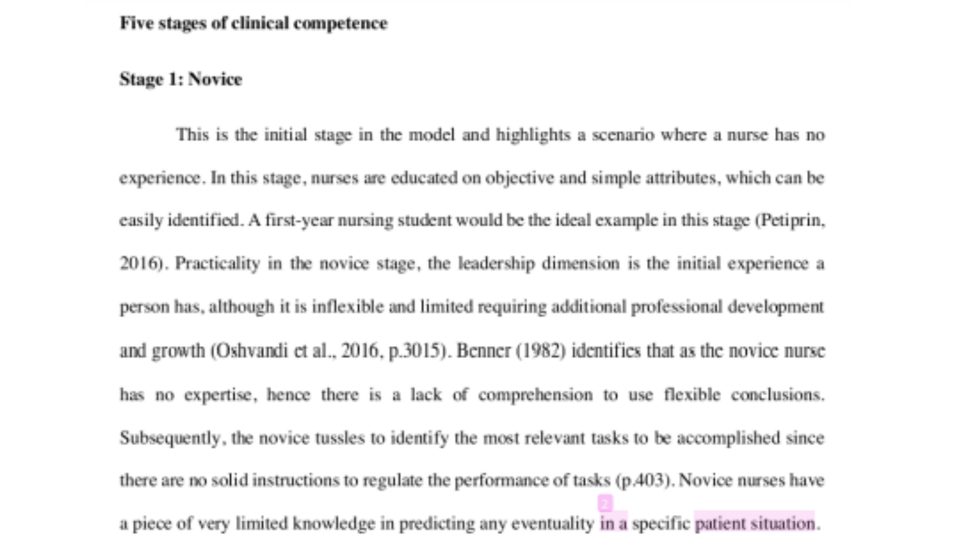 GCNNK1 Five Stages of Clinical Competence