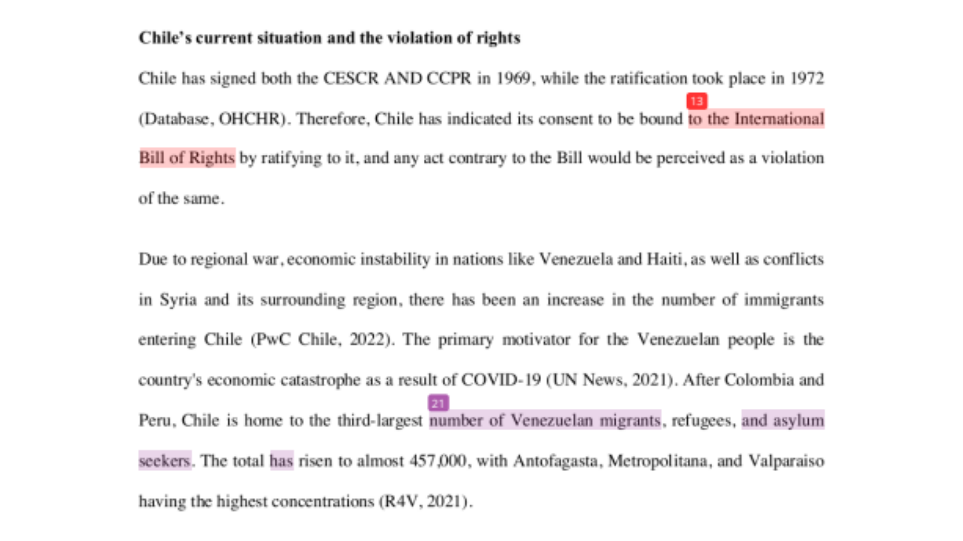 HSH728 Chile’s current situation and the violation of rights