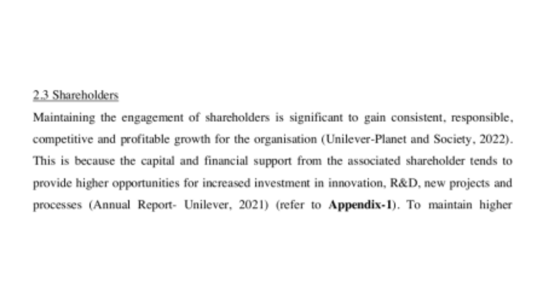 MBA501 Sharholders