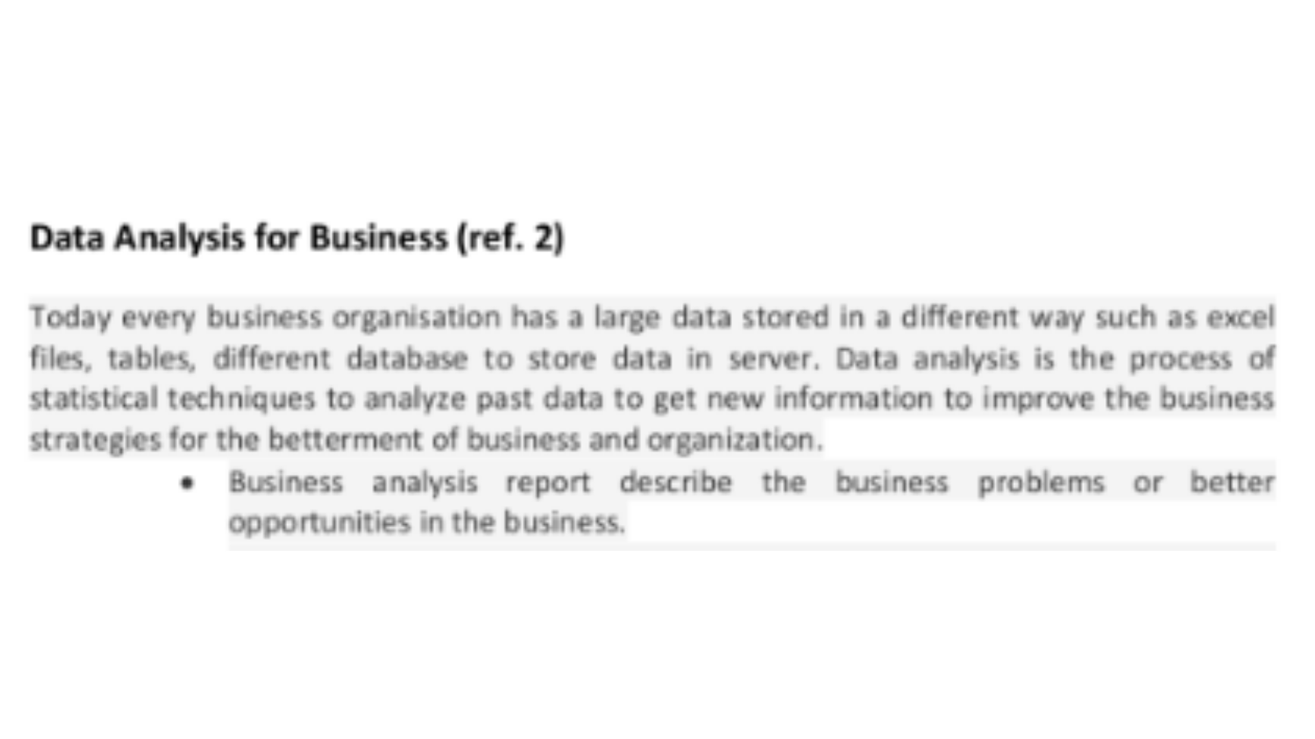 MBA504 Data Analysis for Business