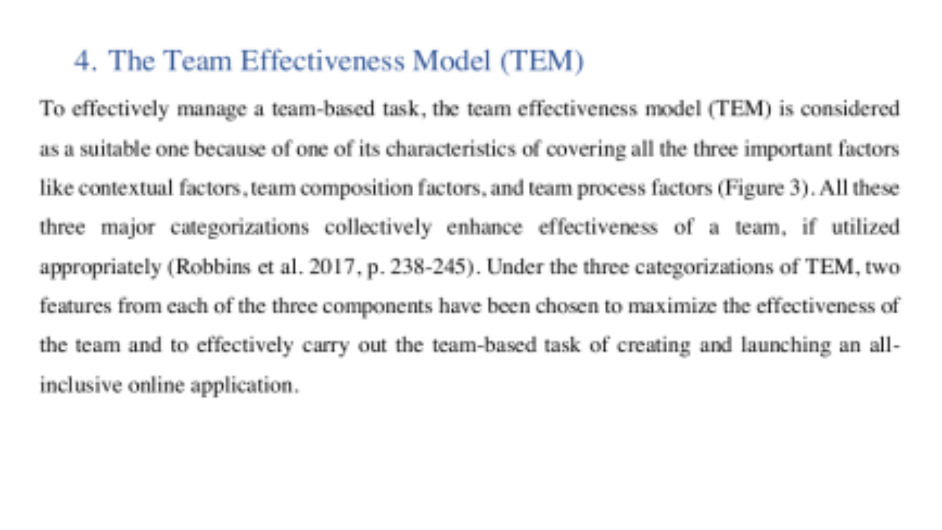 MGMT5002 The Team Effectiveness Model (TEM)