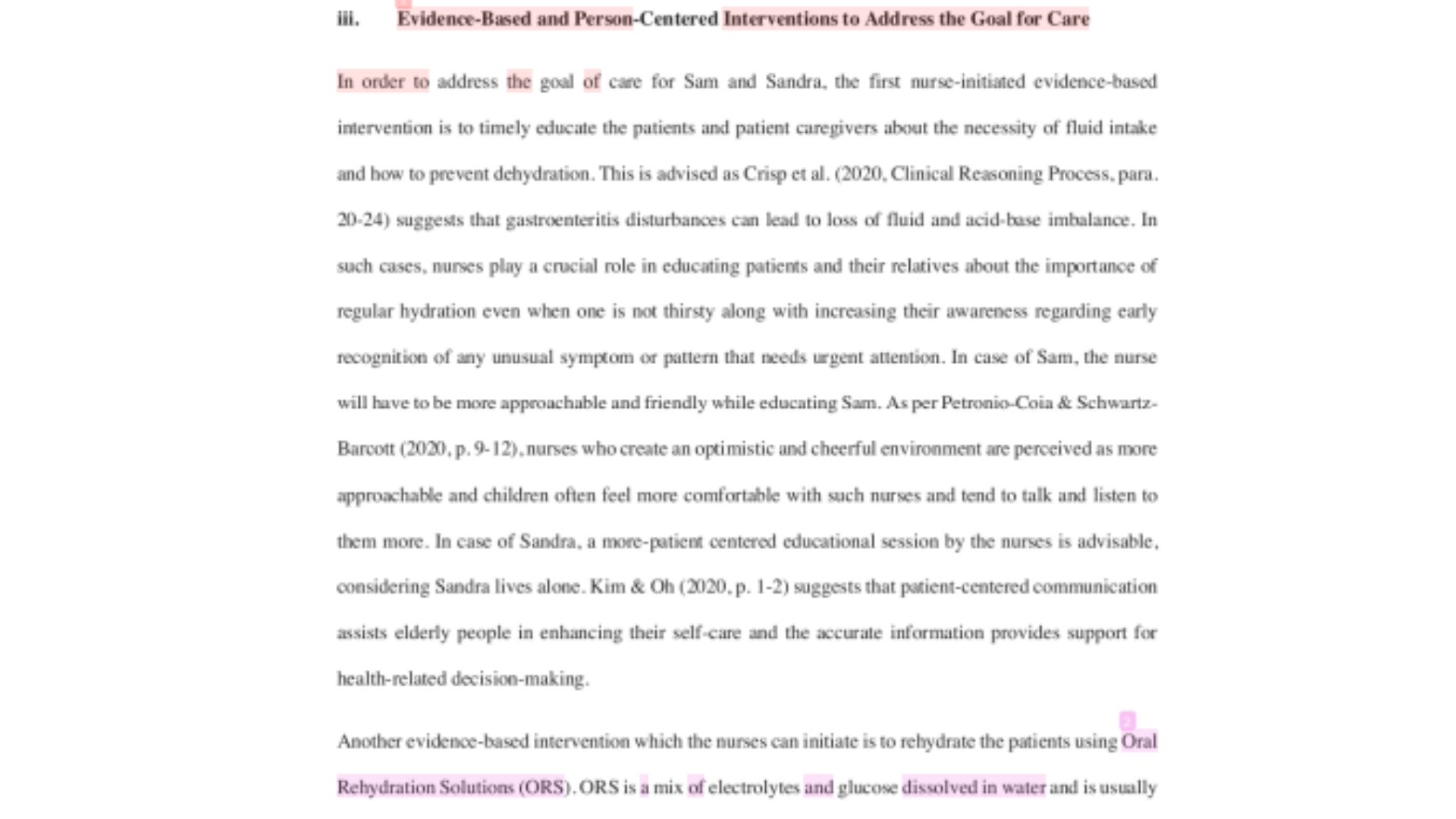 NSB132 Evidence-Based and Person Centred Interventions to Address the Goal for care