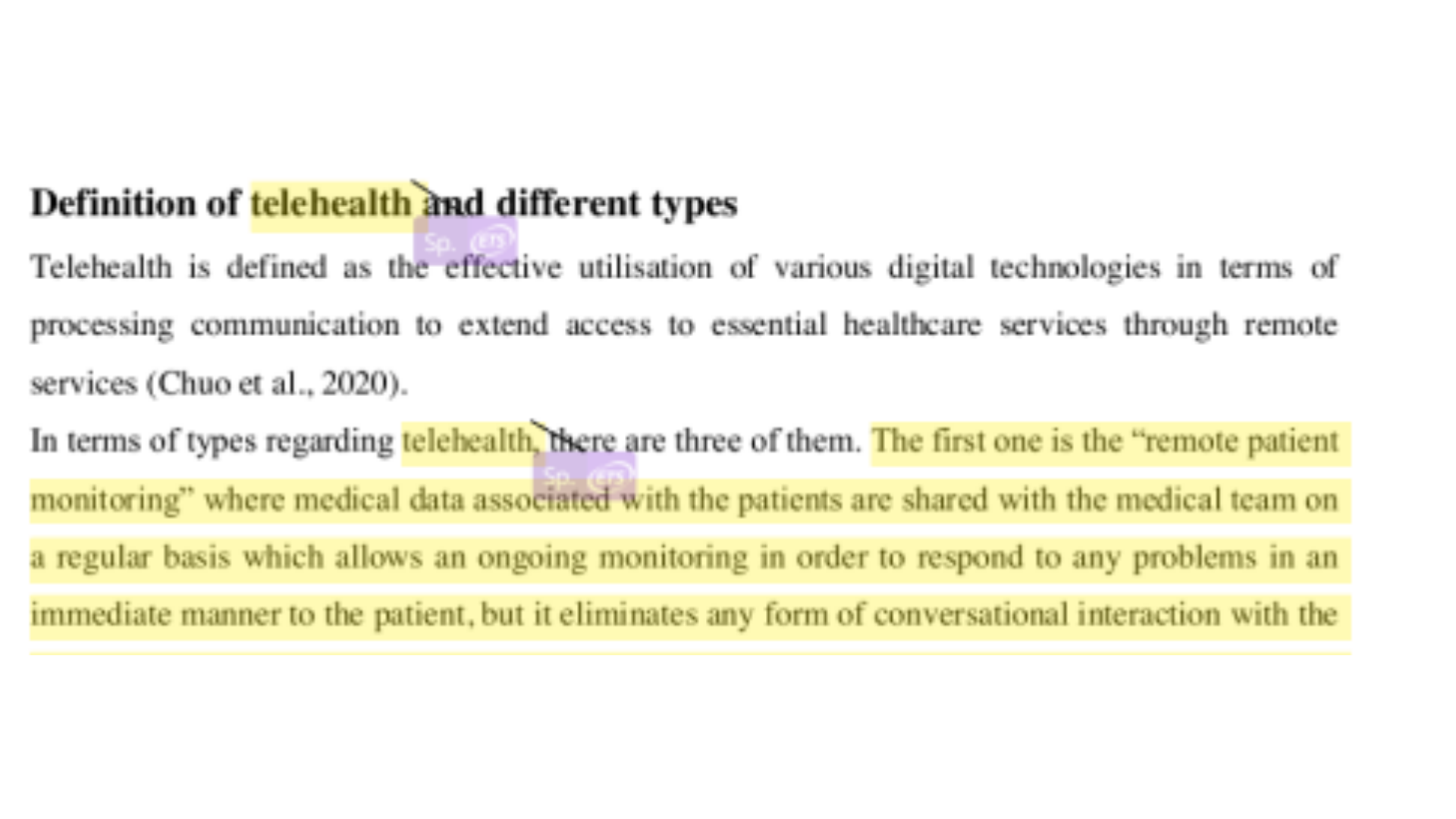 NSG3NCI Definition of telehealth and different types