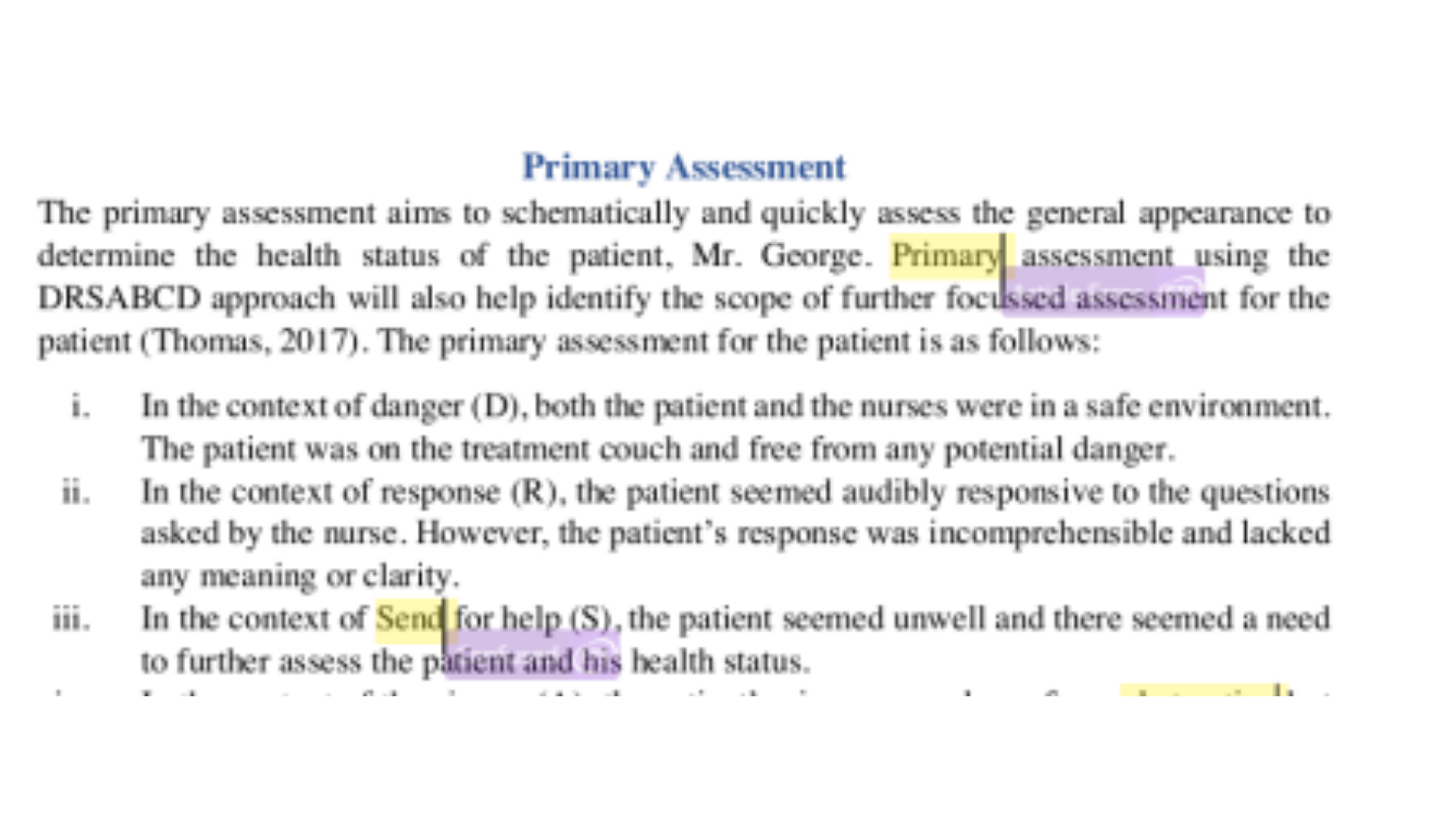 NUR5111 Primary Assessment