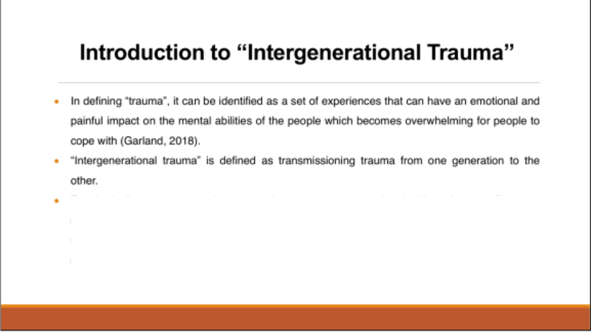 NURBN2025 Introduction to “Intergenerational Trauma