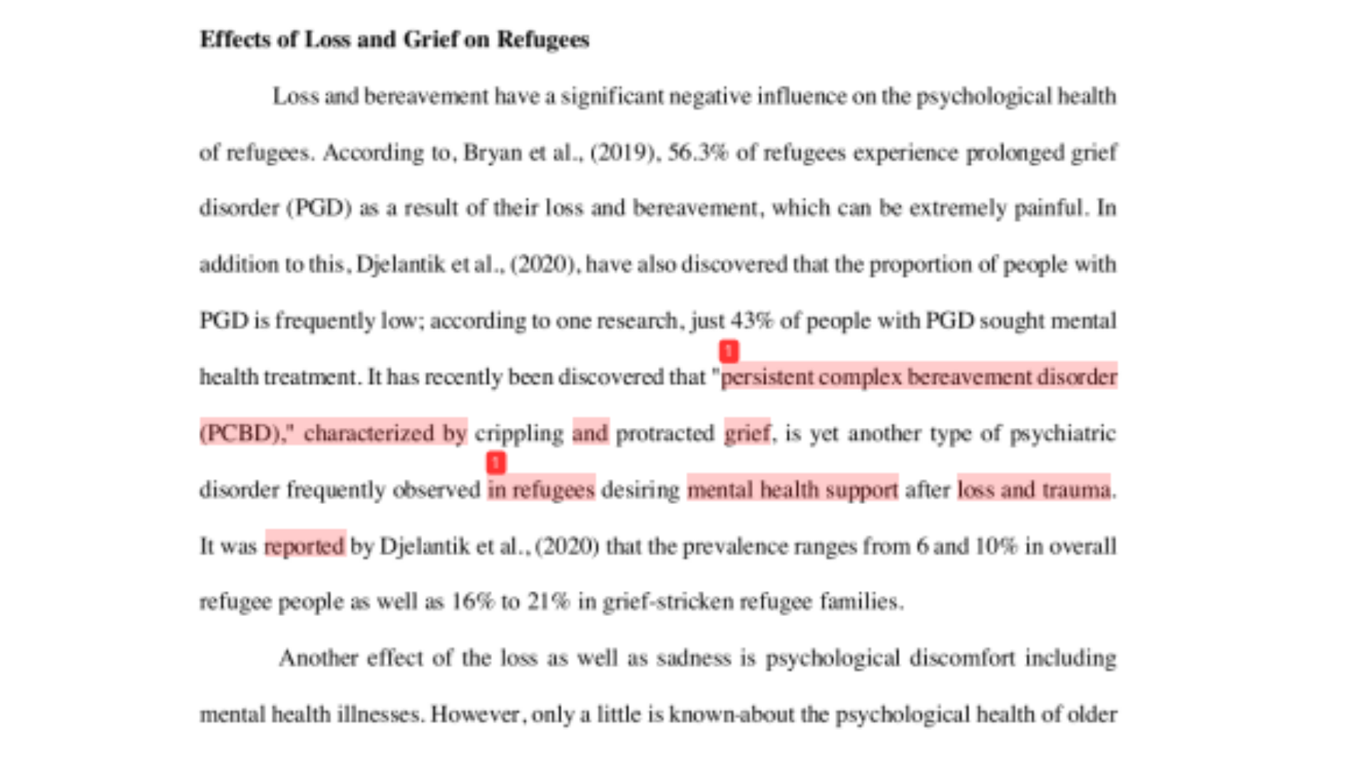 SOAD3006 Effects of Loss and Grief on Refugees