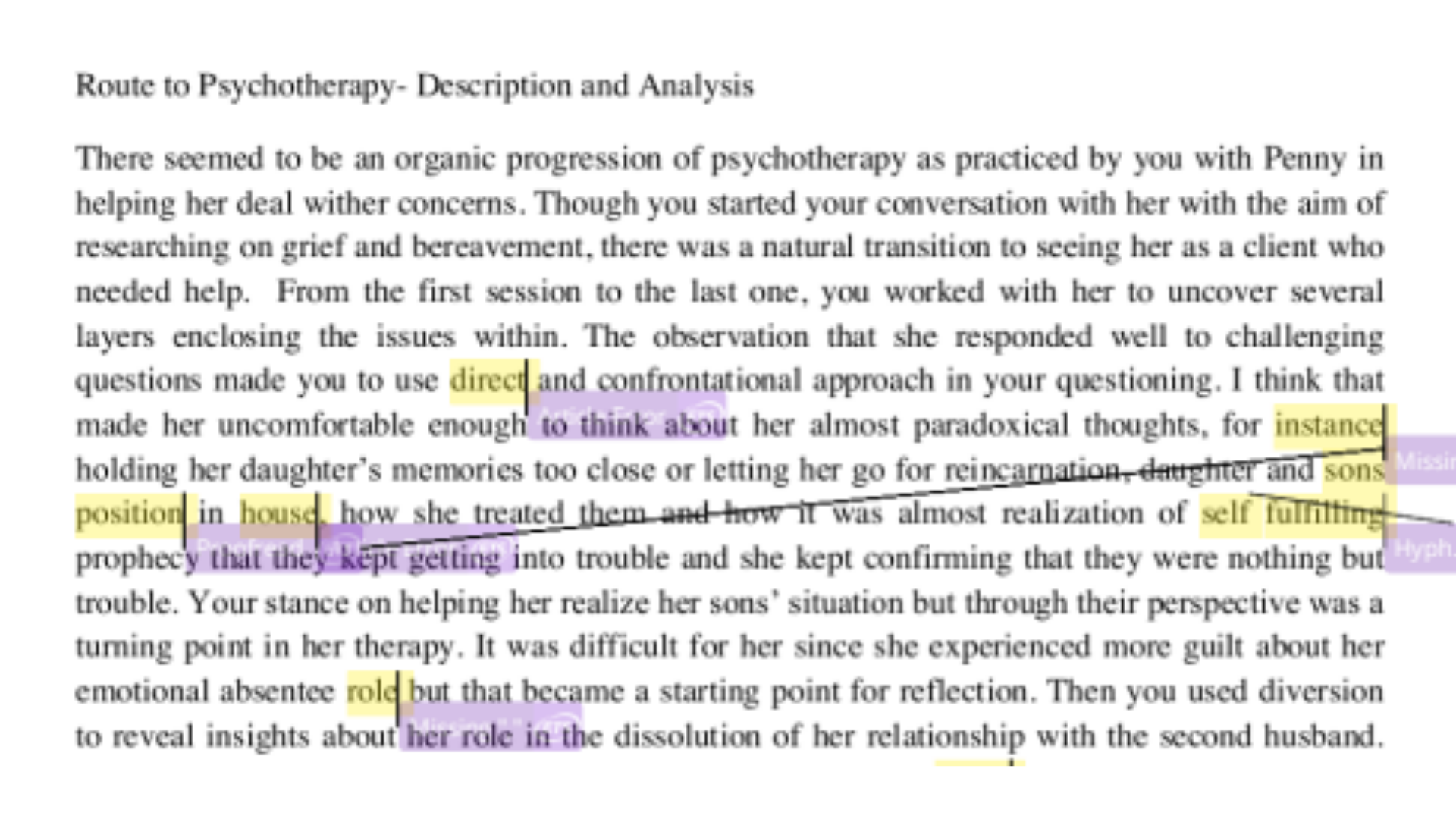 SOAD3008 Route to Psychotherapy - Description and Analysis