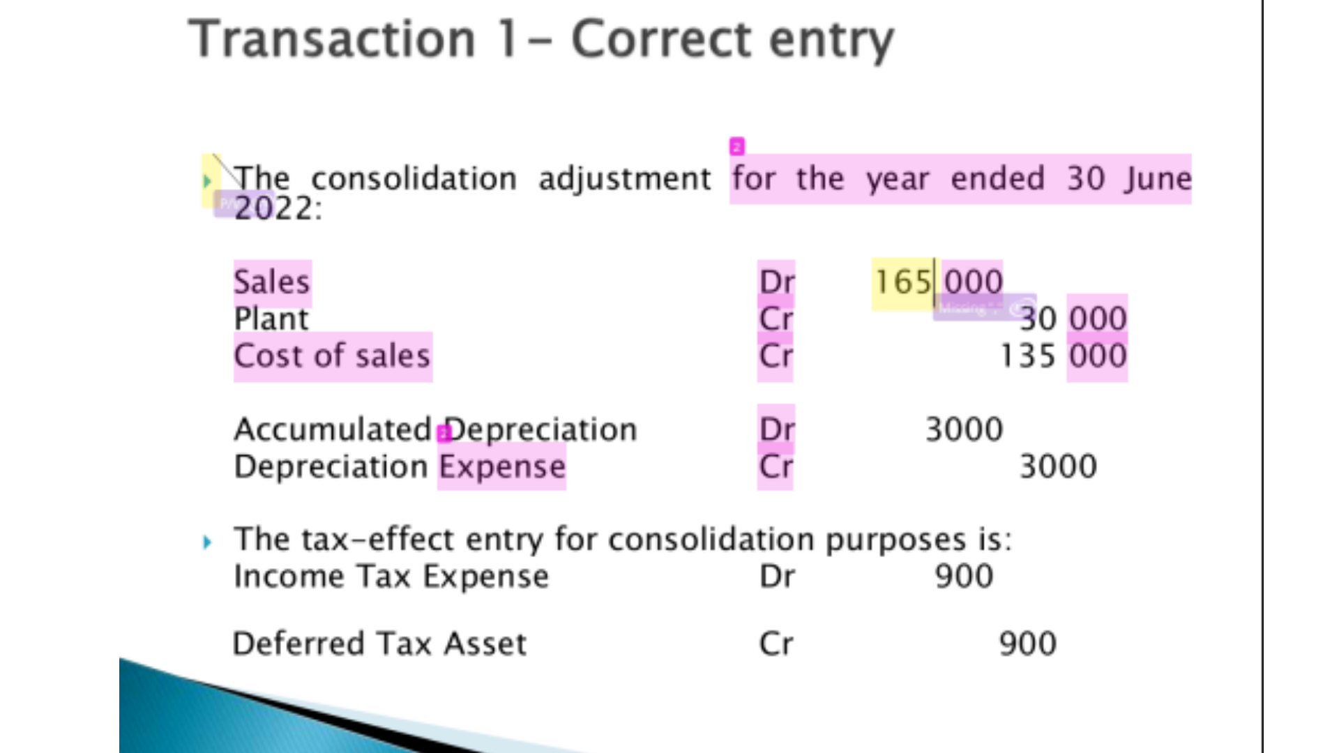 ACCT6005 Transaction 1 Correct entry