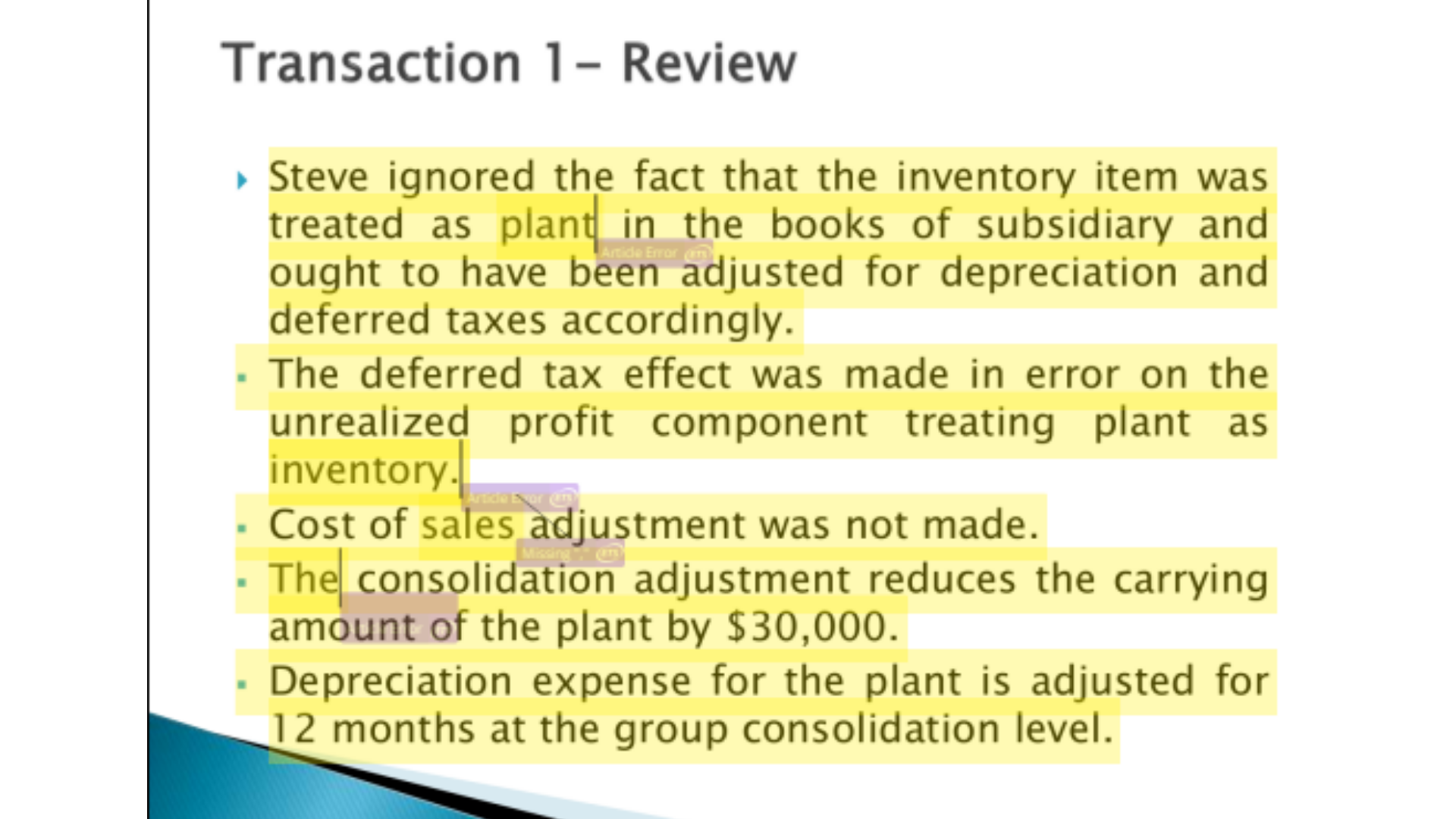 ACCT6005 Transaction 1 Review