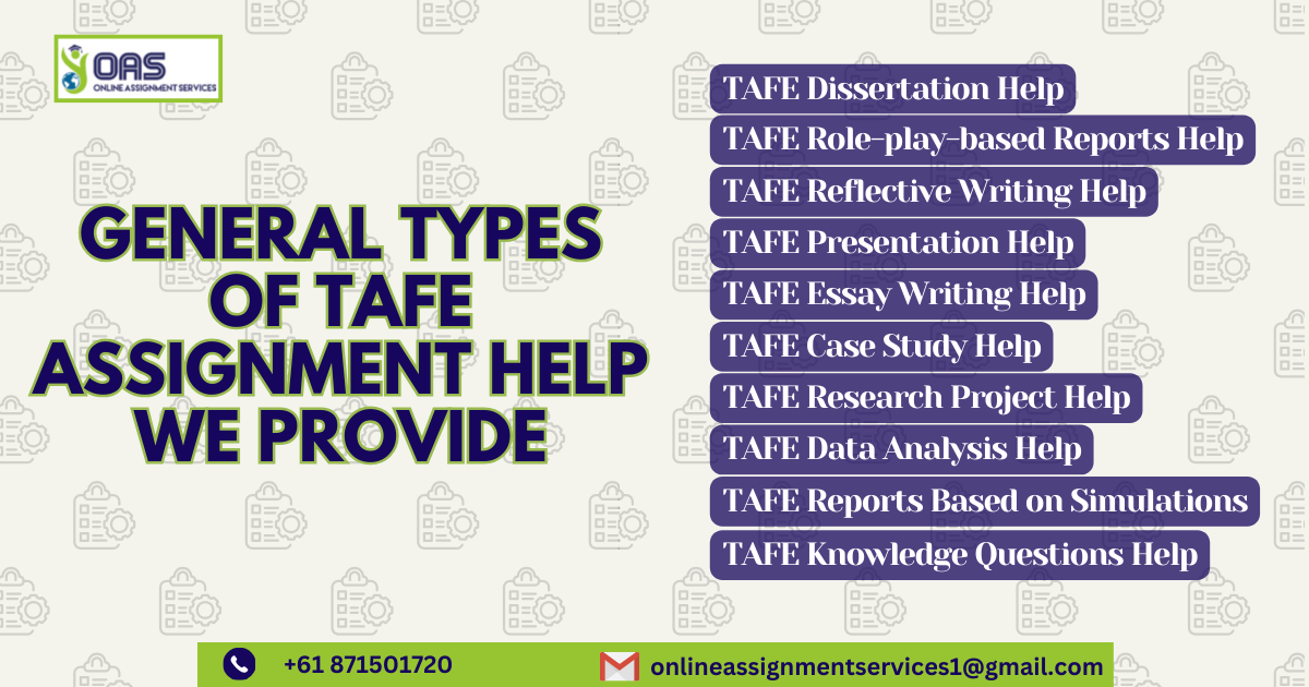 General types of TAFE Assignment Help we provide