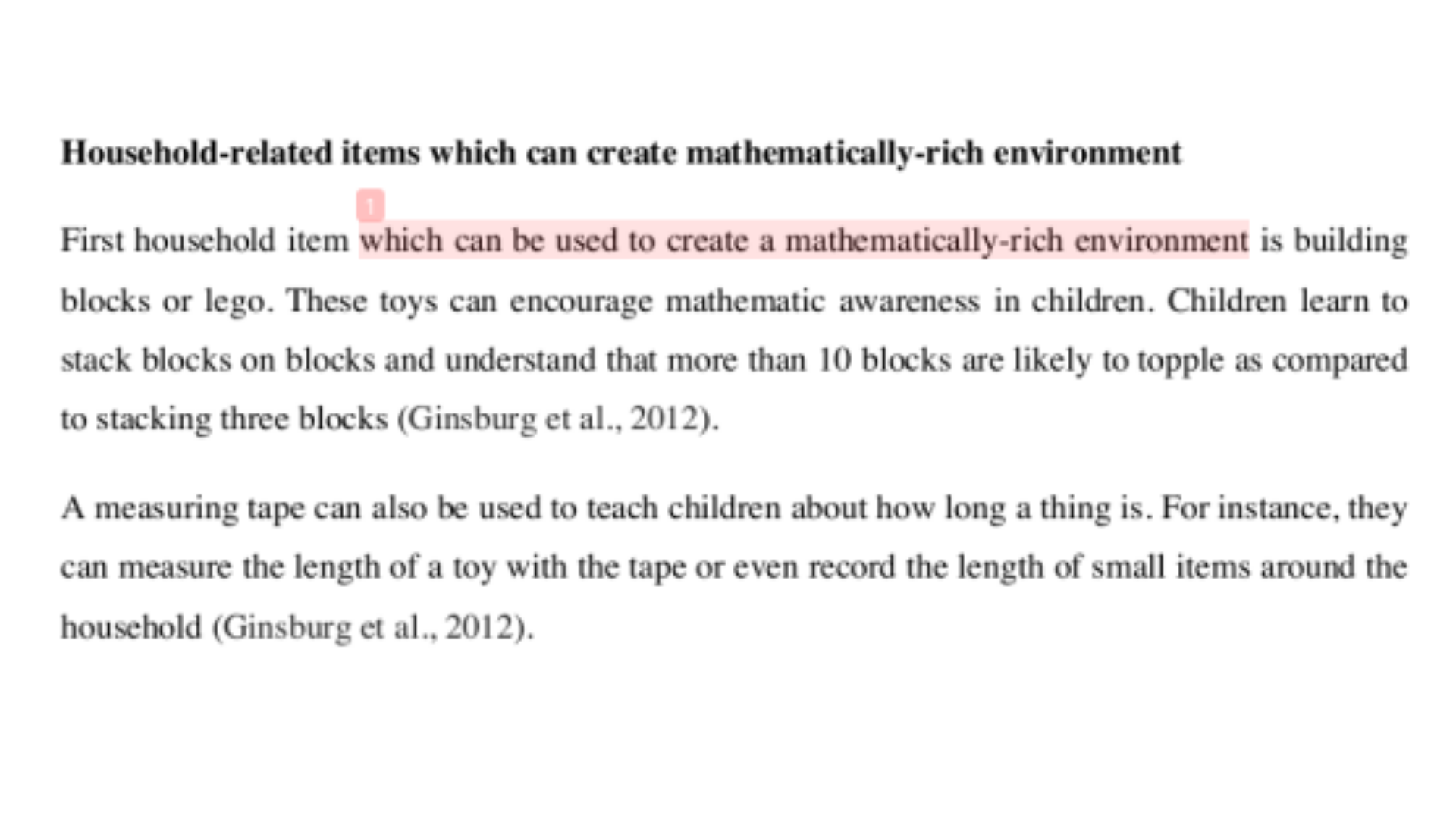 EDEC113 Household-related items which can create mathematically-rich environment