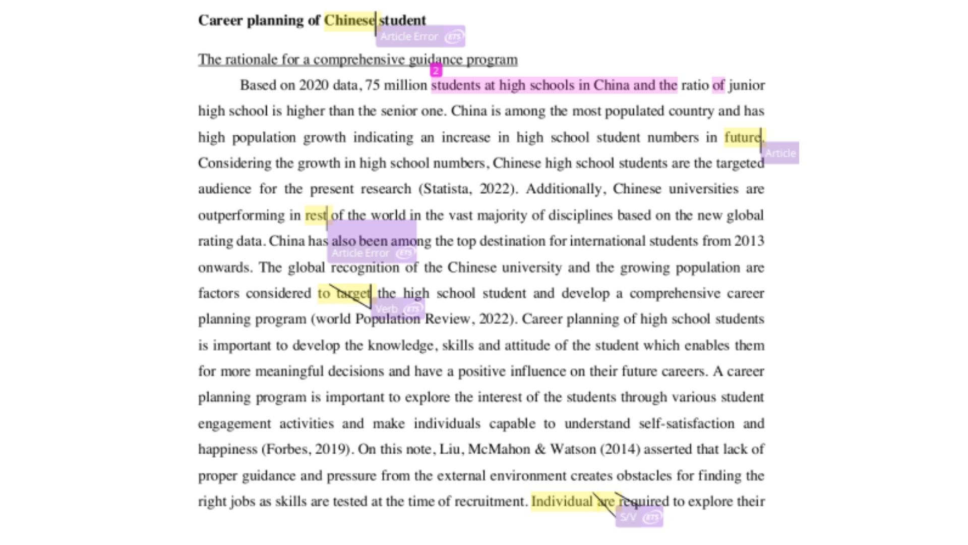 EDUC7010 Career planning of Chinese Student