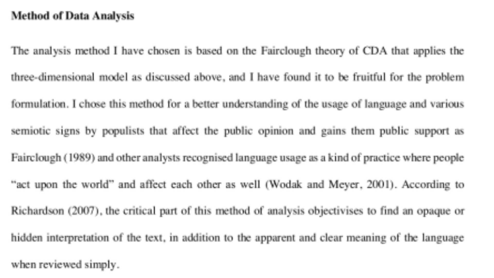 Method of Data Analysis