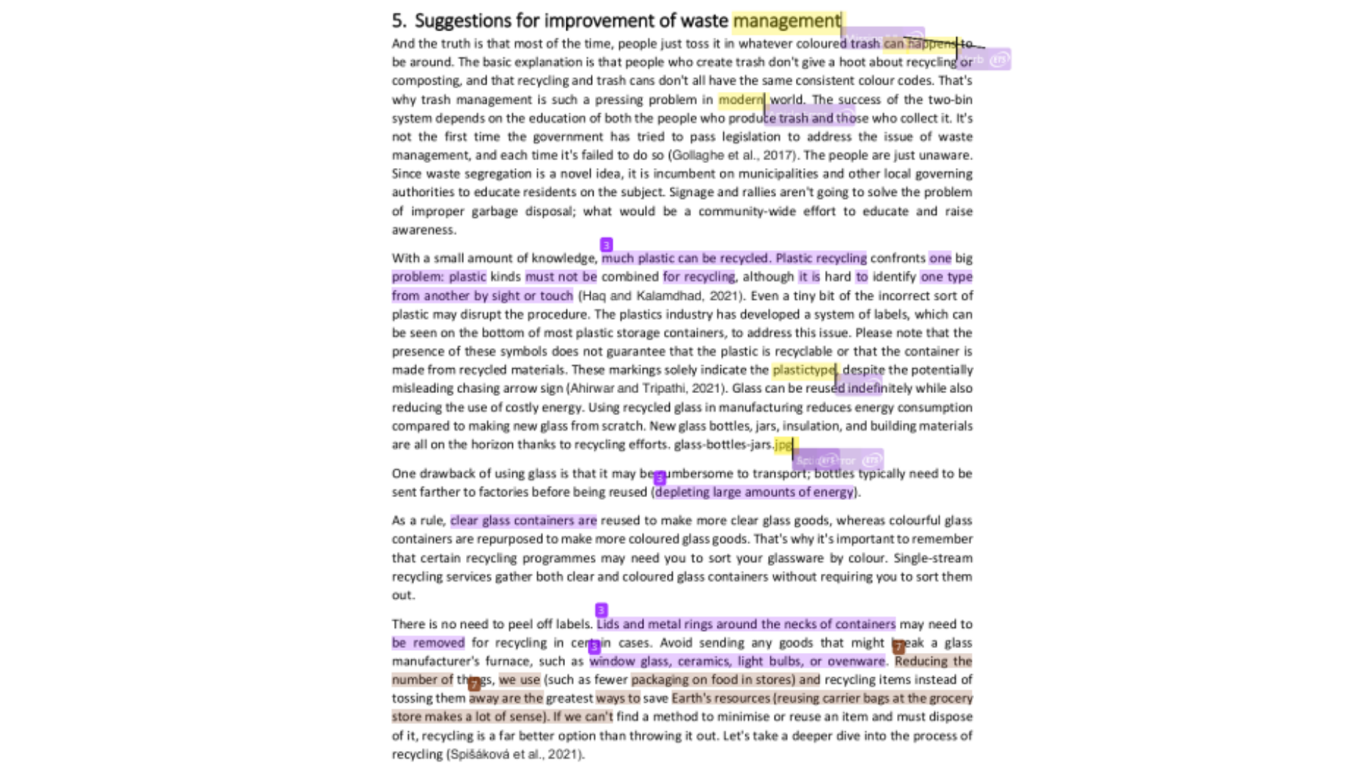 SCI5110 Suggestions for improvement of waste management